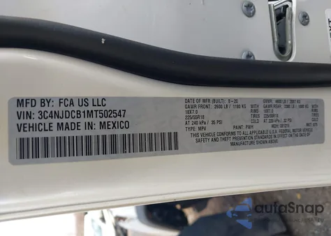 2021 Jeep Compass Limited 4X4 from USA, damaged, VIN 3C4NJDCB1MT502547